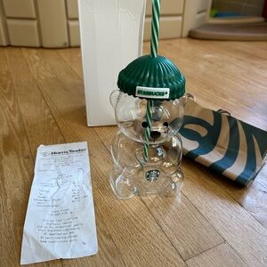 New Starbucks 2025 Bearista Bear Glass Jar Cold Cup Tumbler